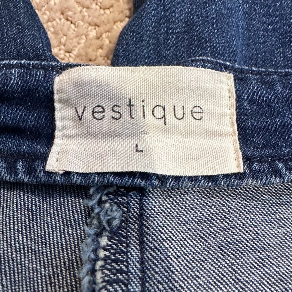 Vestique Jeans High Waist Flare Boho Festival Dark Patch Pockets LARGE #71P1355A - Picture 2 of 10